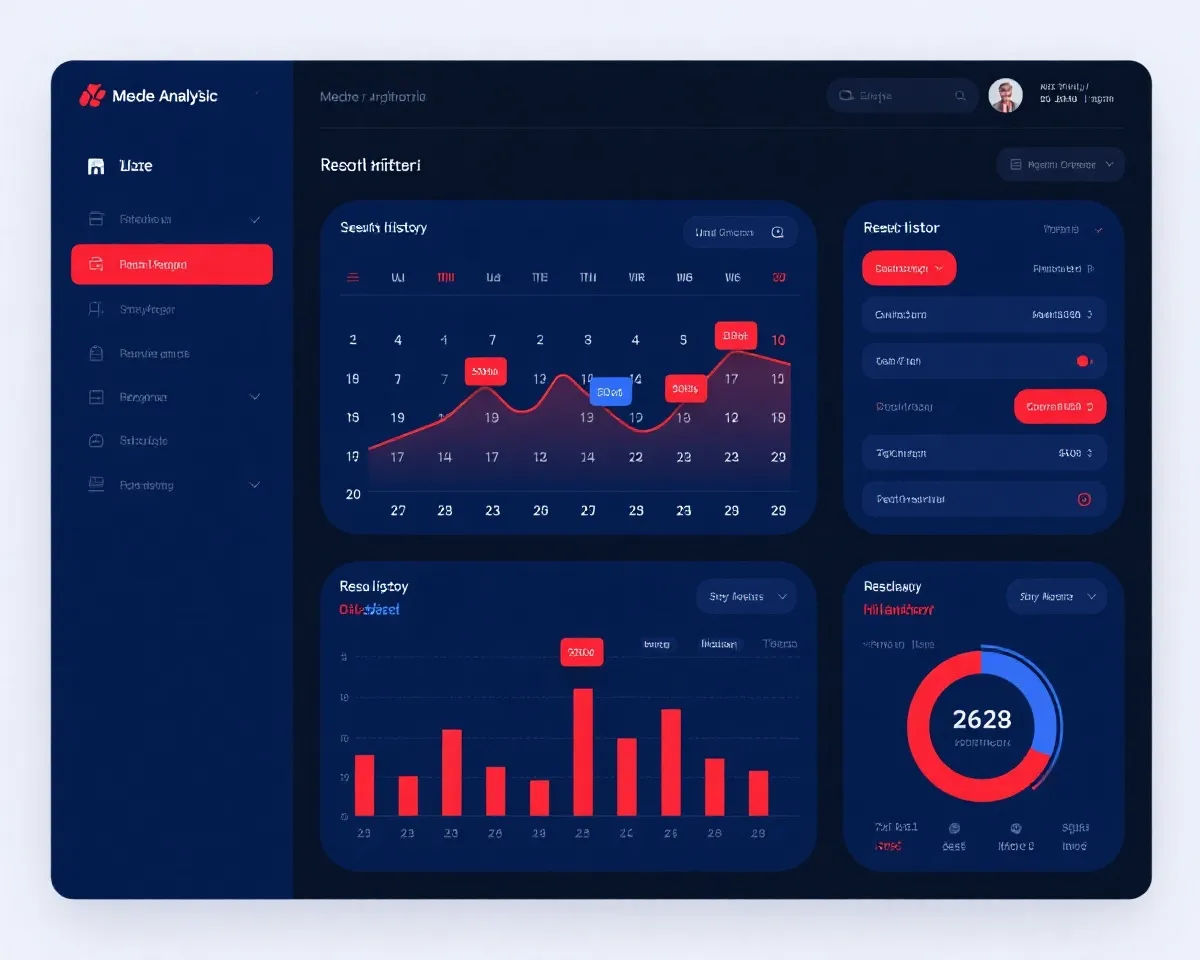 Modern archive analytics interface with historical result filters